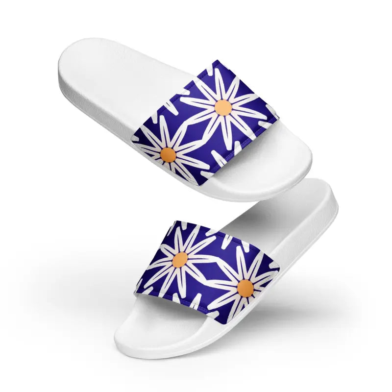 Summer Vibes: Women’s Blue Pattern Slides for Ultimate Fun - Shoes