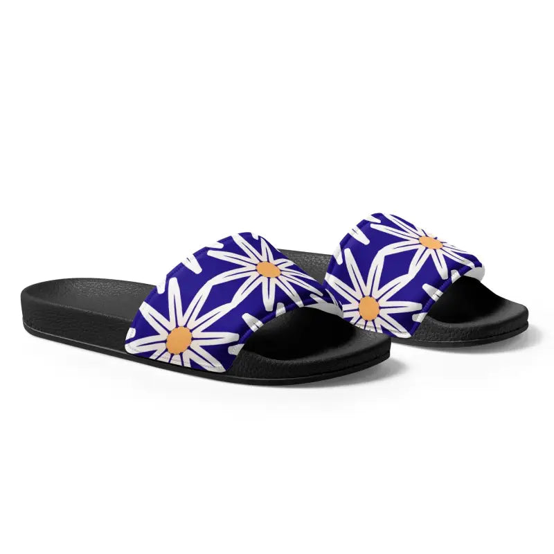 Summer Vibes: Women’s Blue Pattern Slides for Ultimate Fun - Shoes