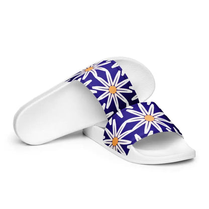 Summer Vibes: Women’s Blue Pattern Slides for Ultimate Fun - Shoes