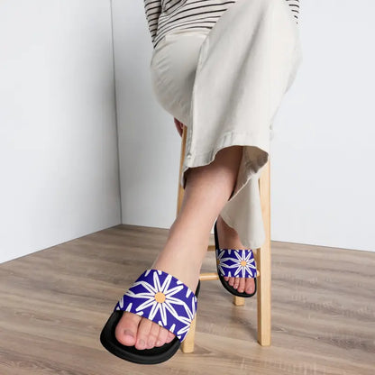 Summer Vibes: Women’s Blue Pattern Slides for Ultimate Fun - Shoes