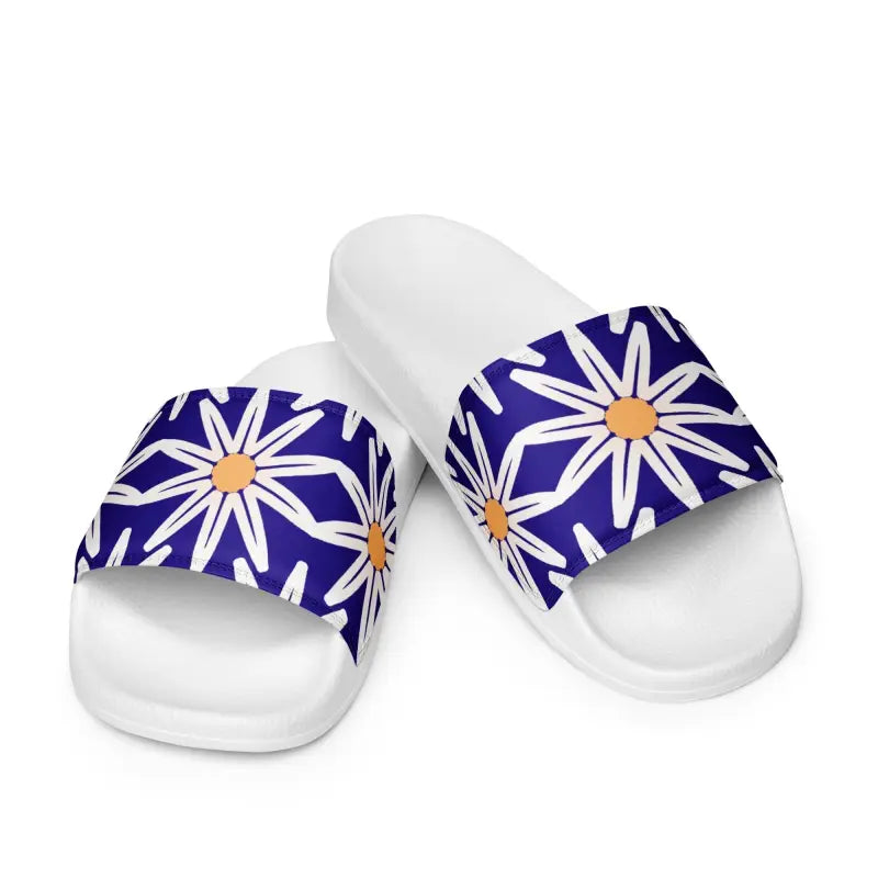 Summer Vibes: Women’s Blue Pattern Slides for Ultimate Fun - Shoes