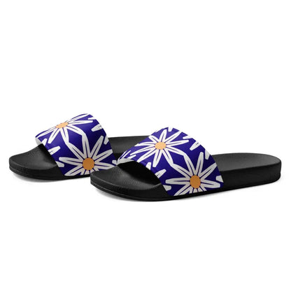 Summer Vibes: Women’s Blue Pattern Slides for Ultimate Fun - Shoes