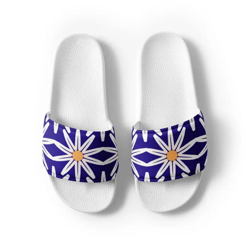 Summer Vibes: Women’s Blue Pattern Slides for Ultimate Fun - Shoes