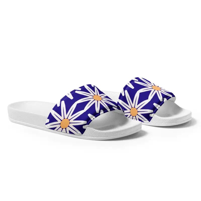 Summer Vibes: Women’s Blue Pattern Slides for Ultimate Fun - Shoes