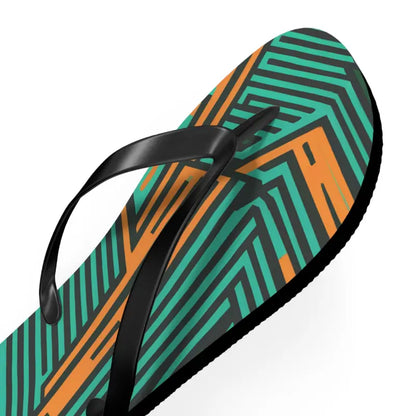 Summer Ready: Comfy Green & Orange Striped Flip Flops - Shoes