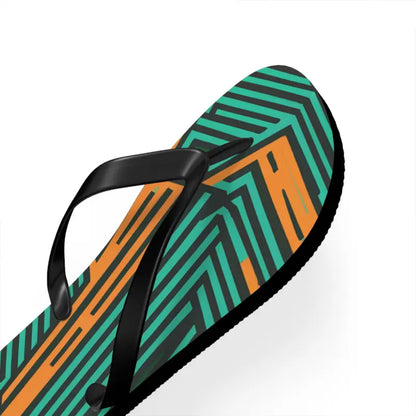 Summer Ready: Comfy Green & Orange Striped Flip Flops - Shoes