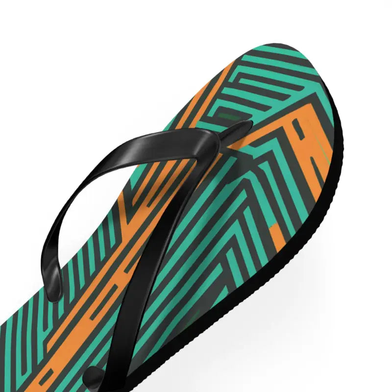 Summer Ready: Comfy Green & Orange Striped Flip Flops - Shoes