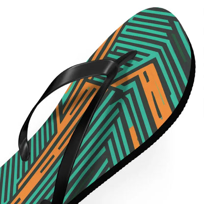 Summer Ready: Comfy Green & Orange Striped Flip Flops - Shoes