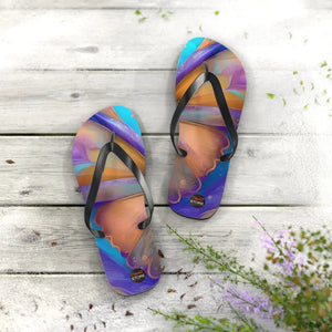 Unisex Flip Flops - Butterfly Purple Orange Rubber Sole - Dipaliz - Slippers
