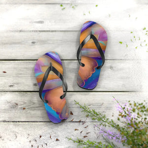 Unisex Flip Flops - Butterfly Purple Orange Rubber Sole - Dipaliz - Slippers