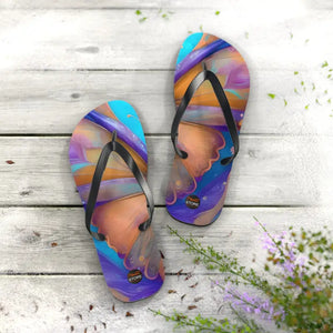 Unisex Flip Flops - Butterfly Purple Orange Rubber Sole - Dipaliz - Slippers