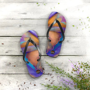 Unisex Flip Flops - Butterfly Purple Orange Rubber Sole - Dipaliz - Slippers