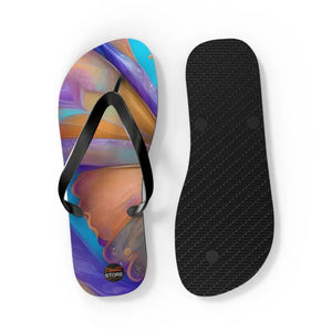 Unisex Flip Flops - Butterfly Purple Orange Rubber Sole - Dipaliz - Slippers