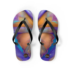 Unisex Flip Flops - Butterfly Purple Orange Rubber Sole - Dipaliz - m / Black Sole - Slippers