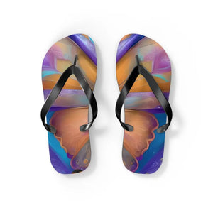 Unisex Flip Flops - Butterfly Purple Orange Rubber Sole - Dipaliz - s / Black Sole - Slippers
