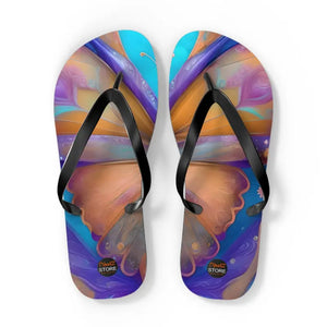 Unisex Flip Flops - Butterfly Purple Orange Rubber Sole - Dipaliz - Xl / Black Sole - Slippers