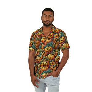 Hawaiian Camp Shirt Jack Lantern Palm Leaves Summer Party Dipaliz - Shirts