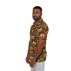 Hawaiian Camp Shirt Jack Lantern Palm Leaves Summer Party Dipaliz - Shirts