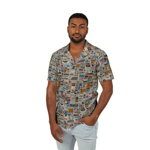Hawaiian Camp Shirt Newspaper Style Pattern Linen Texture Dipaliz - Shirts