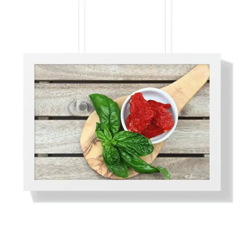 Elevate your Space with our Sun Dried Tomatoes Framed Poster - 24″ × 16″ / White