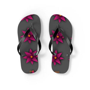 Unisex Flip Flops Pink Flowers Bold Summer Style - Dipaliz - s / Black Sole - Slippers