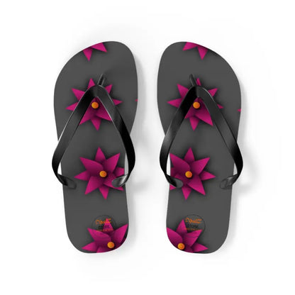 Sun-kissed Pink Flowers Unisex Flip Flops for Summer Bliss - m / Black Sole Shoes