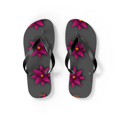 Sun-kissed Pink Flowers Unisex Flip Flops for Summer Bliss - s / Black Sole Shoes