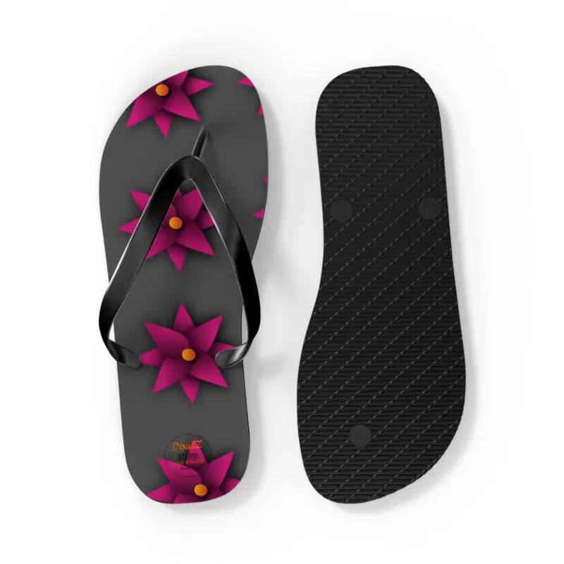 Sun-kissed Pink Flowers Unisex Flip Flops for Summer Bliss - Shoes