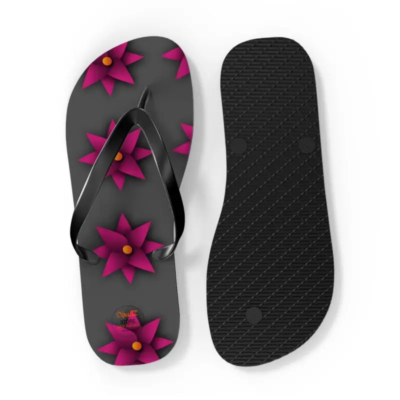 Sun-kissed Pink Flowers Unisex Flip Flops for Summer Bliss - Shoes