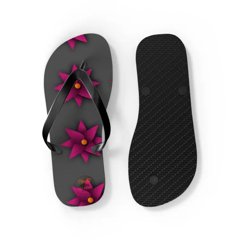 Sun-kissed Pink Flowers Unisex Flip Flops for Summer Bliss - Shoes