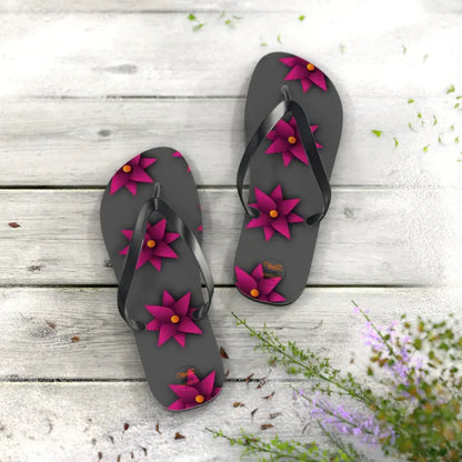 Sun-kissed Pink Flowers Unisex Flip Flops for Summer Bliss - Shoes