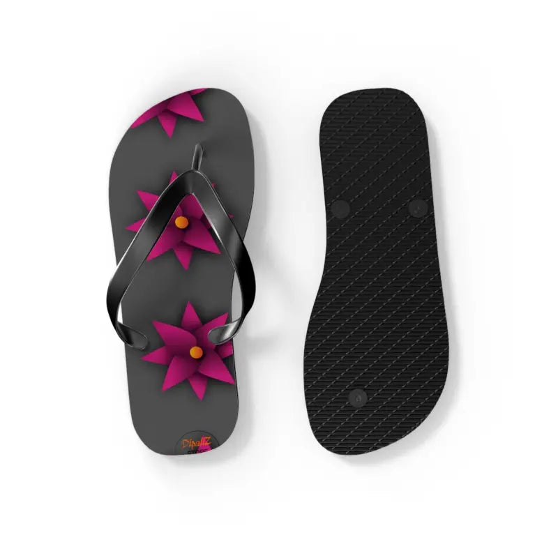 Sun-kissed Pink Flowers Unisex Flip Flops for Summer Bliss - Shoes