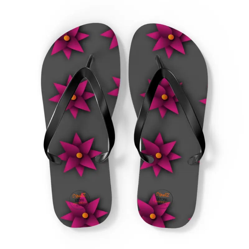 Sun-kissed Pink Flowers Unisex Flip Flops for Summer Bliss - Xl / Black Sole Shoes