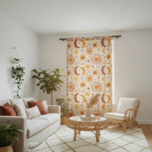 Sun and Moon Sheer Curtain Panel – Celestial Glow - Dipaliz - Curtains