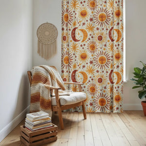 Sun and Moon Sheer Curtain Panel – Celestial Glow - Dipaliz - Curtains