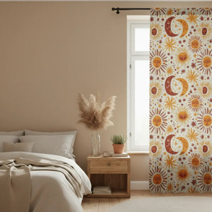 Sun and Moon Sheer Curtain Panel – Celestial Glow - Dipaliz - Curtains