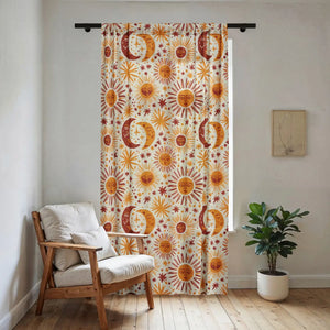 Sun and Moon Sheer Curtain Panel – Celestial Glow - Dipaliz - Curtains