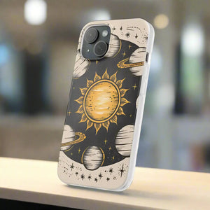 Retro Sun and Planets Phone Case - Sustainable Flexi - Dipaliz - Mobile Cases