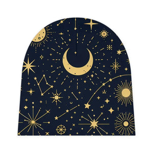 Sun & Stars Baby Beanie - Unique Pattern Cozy Style - Dipaliz - one Size / White - Toddler Hats