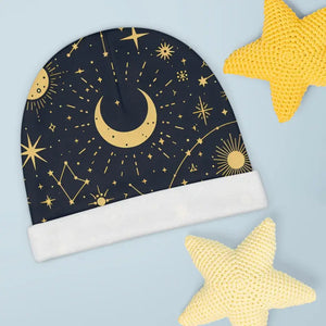 Sun & Stars Baby Beanie - Unique Pattern Cozy Style - Dipaliz - one Size / White - Toddler Hats