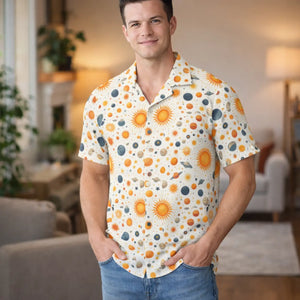 Celestial Hawaiian Shirt - Linen Texture Summer - Dipaliz - Shirts