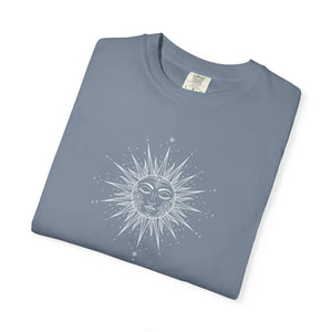 Sunface Graphic T-shirt - Vintage Celestial Moon & Sun Design