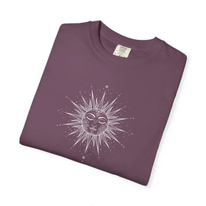 Sunface Graphic T-shirt - Vintage Celestial Moon & Sun Design