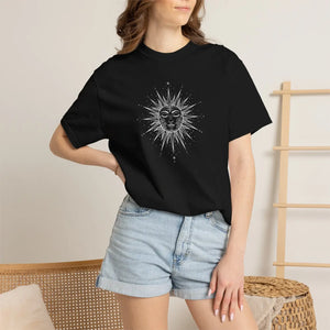 Sunface Graphic T-shirt - Vintage Celestial Moon & Sun Design