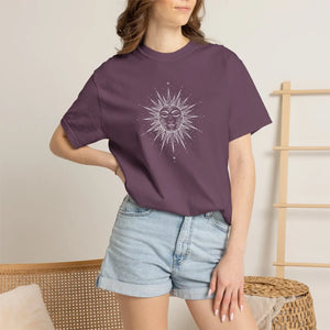 Sunface Graphic T-shirt - Vintage Celestial Moon & Sun Design