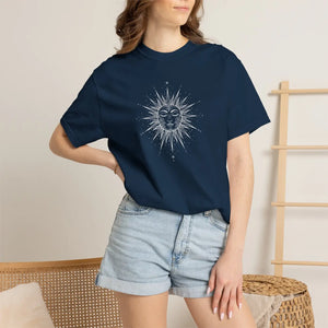 Sunface Graphic T-shirt - Vintage Celestial Moon & Sun Design