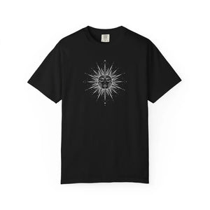 Sunface Graphic T-shirt - Vintage Celestial Moon & Sun Design - Black / s