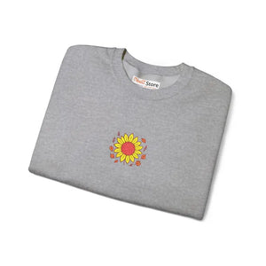Cozy Fall Sweatshirt Sunflower Embroidered Heavy Blend Crewneck Dipaliz - Sweatshirts