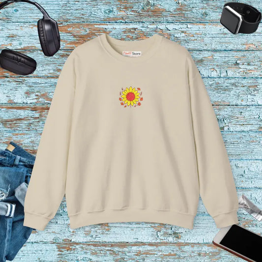 Cozy Fall Sweatshirt - Sunflower Warmth | Dipaliz - s / Sand - Sweatshirts