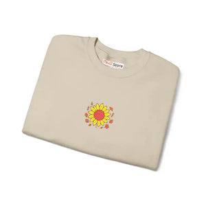 Cozy Fall Sweatshirt Sunflower Embroidered Heavy Blend Crewneck Dipaliz - Sweatshirts